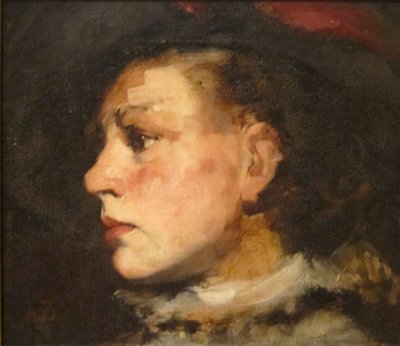 Profiel van een meisje met hoed door Frank Duveneck